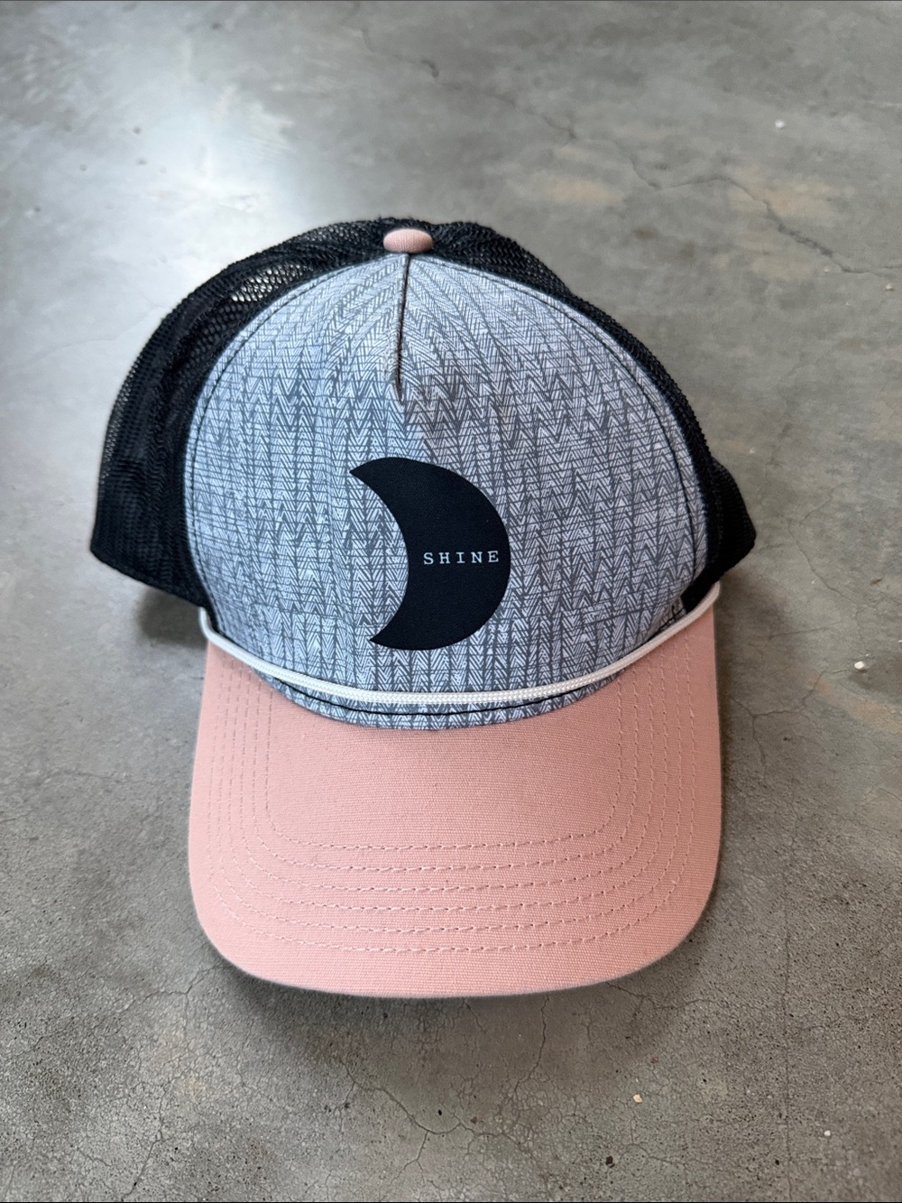 Prana 'Shine' Crescent Moon Trucker Hat — Pink, Black, Light Gray
